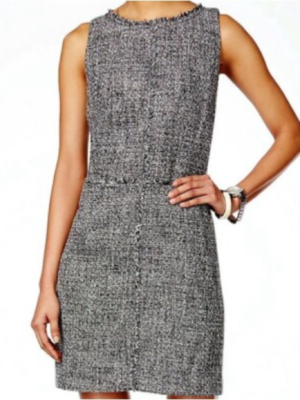 MICHAEL Michael Kors Gray Tweed Sleeveless Sheath Dress